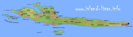 Карта острова Хвар